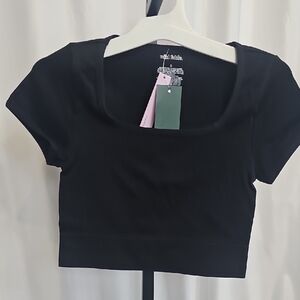 Wild Fable Black Short Sleeve Crop